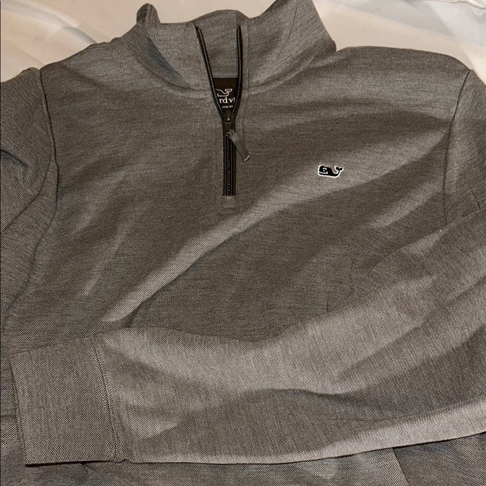 Vineyard Vines Gray Zip Up Sweater with Mock Neck Men’s Medium
